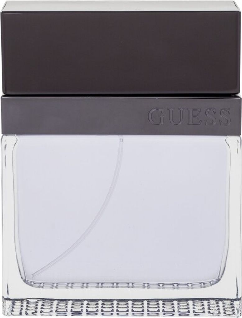 A close-up front view of a Guess Seductive Homme eau de Toilette bottle.