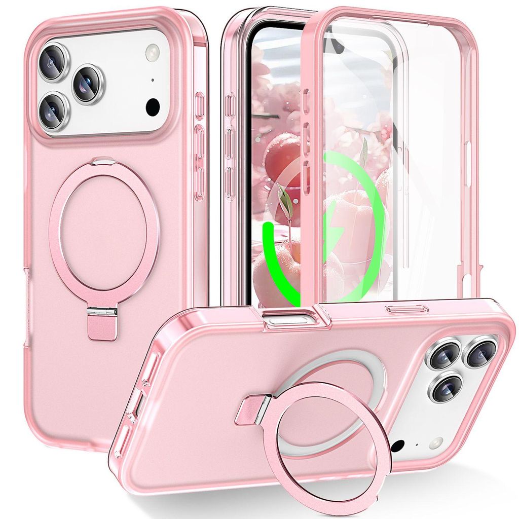 Pour Apple iPhone 17 Pro : coque rose avec anneau MagSafe Image du produit 