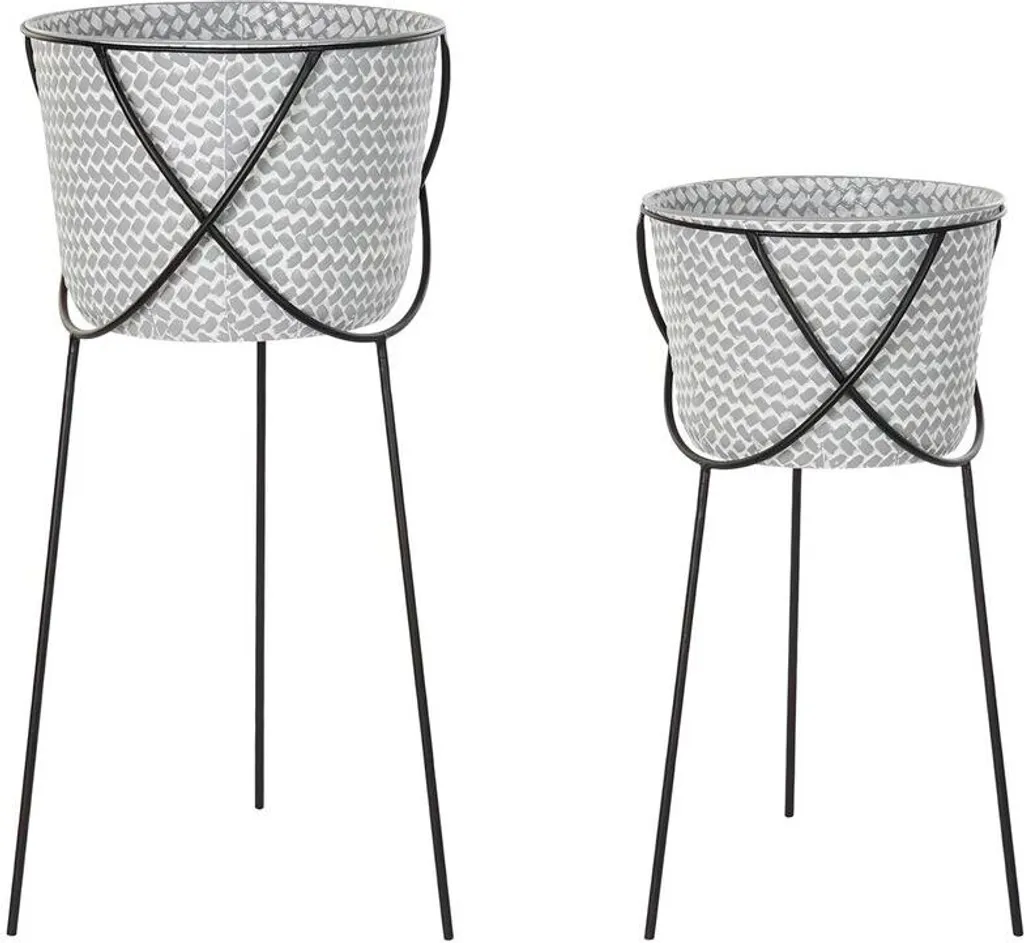 Cache-pots Hauts en Fer Carrés Noir et Gris 37x37x82 cm - DKD Home Decor