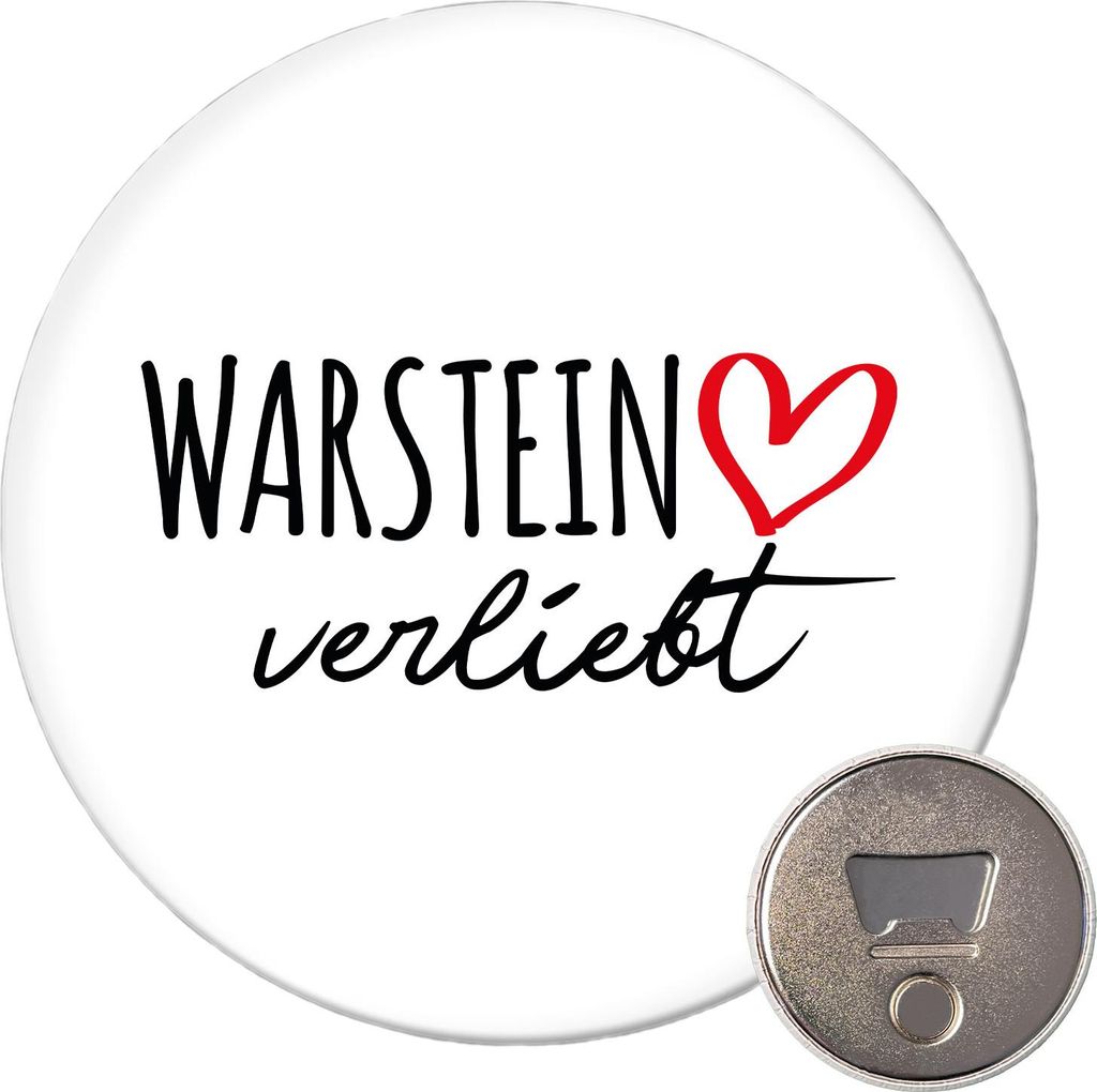 Huuraa Magnet Warstein verliebt 59mm Kühlschrankmagnet rund Flaschenöffner Geschenkidee