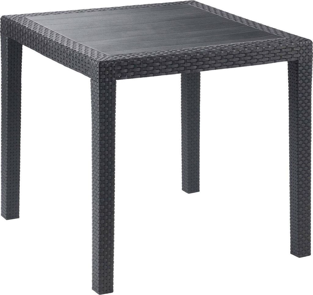 Gartentisch Agrigento, Quadratischer Gartentisch, feststehender Couchtisch in Rattan-Optik, 100 % Italy, 80x80h72 cm, Anthrazit