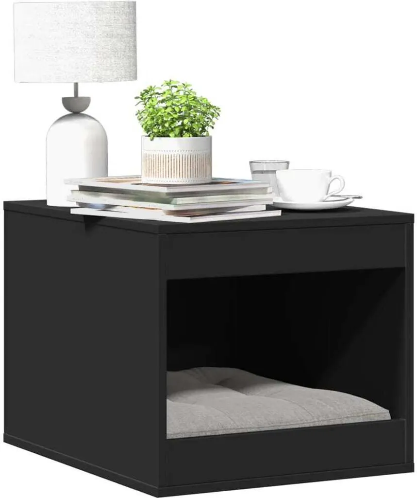 Mobile Lettiera Gatto Design Moderno Nero 47x59x42 cm - Legno