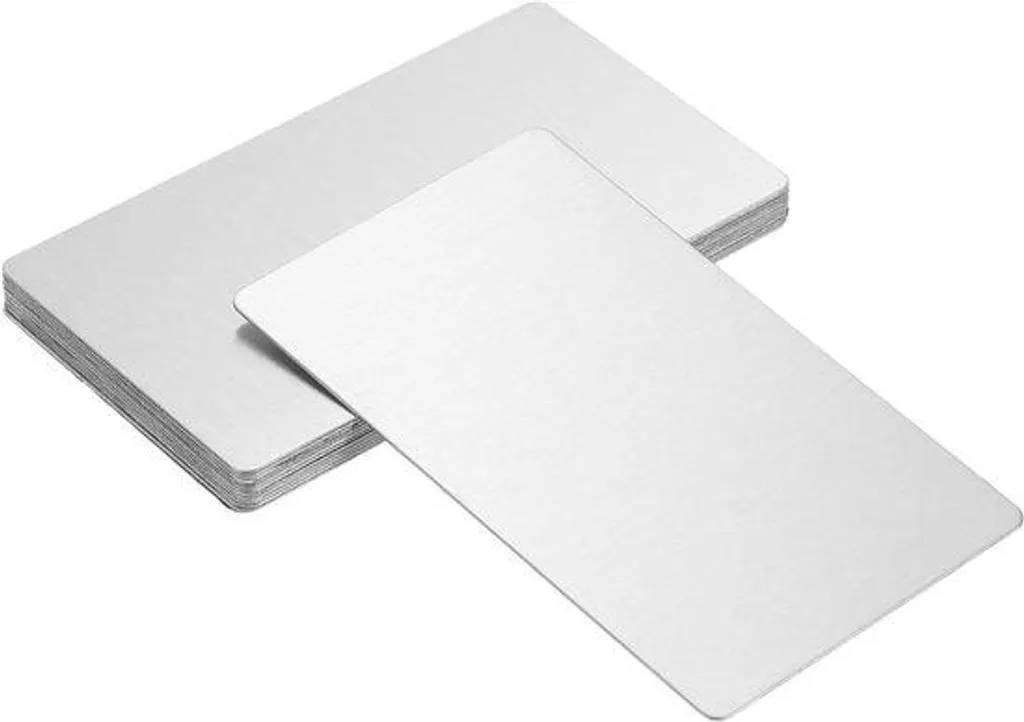 10 Cartes Métalliques Vierges 85x50x0,5 mm en Acier Inox pour Gravure