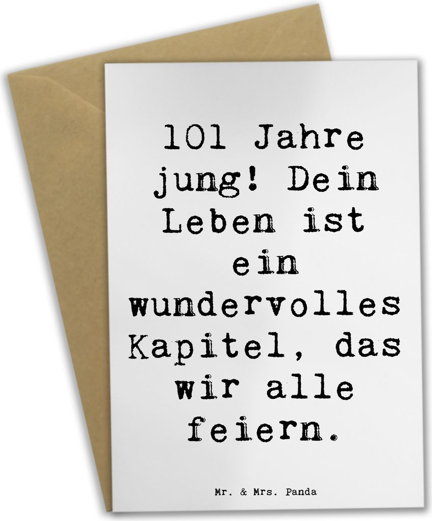Mr. & Mrs. Panda Beileidskarte Spruch 101. Geburtstag Feier - Weiß - Geschenk, 101 Jahre jung, Andenken, Geburtstagsgeschenk, hochzeitskarten, ein...