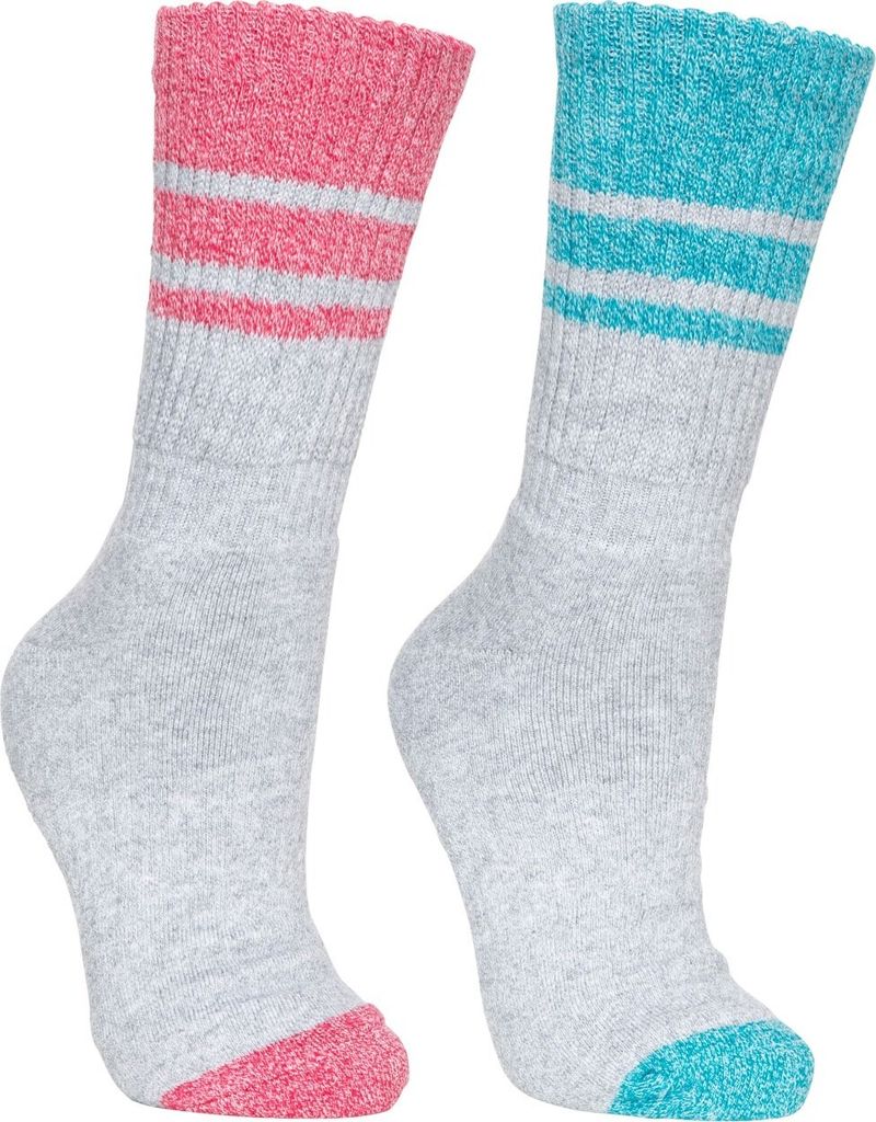 Trespass Damen Hadley Socken / Wandersocken, 2 Paar TP187 (40-43 EU) (Aqua meliert/Himbeere meliert)