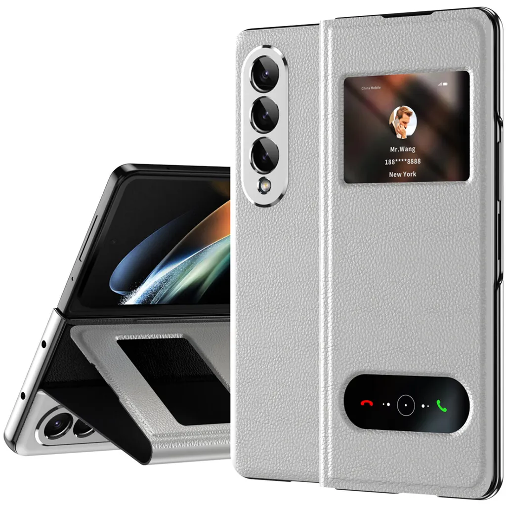 Custodia Slim Bianca Samsung Galaxy Z Fold 3 5G Pelle Lychee