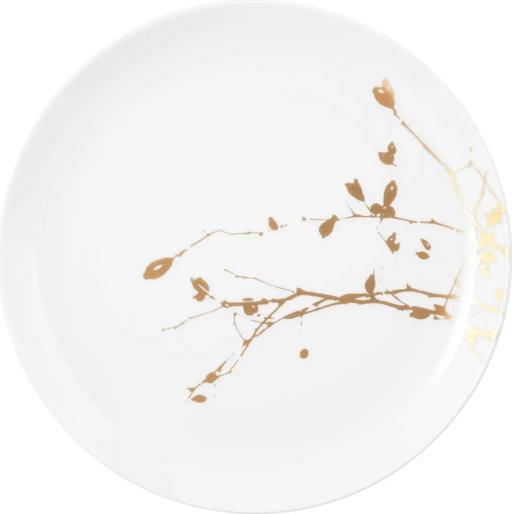 Piatto Portata Porcellana Bianca 28 cm - Decoro Floreale Oro per Galateo