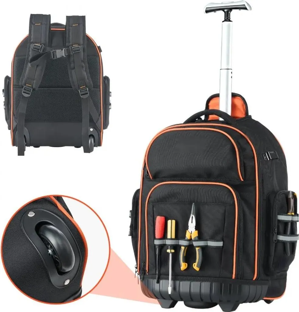 Sacoche à outils trolley avec 45 rangements et roues tout-terrain Pro