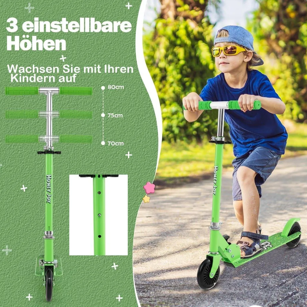 Patins à trois roues pour petits, trottinette pliable à guidon ajustable - 3