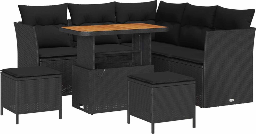 Gartensofa-set 8 pcs Schwarz Poly-Rattan