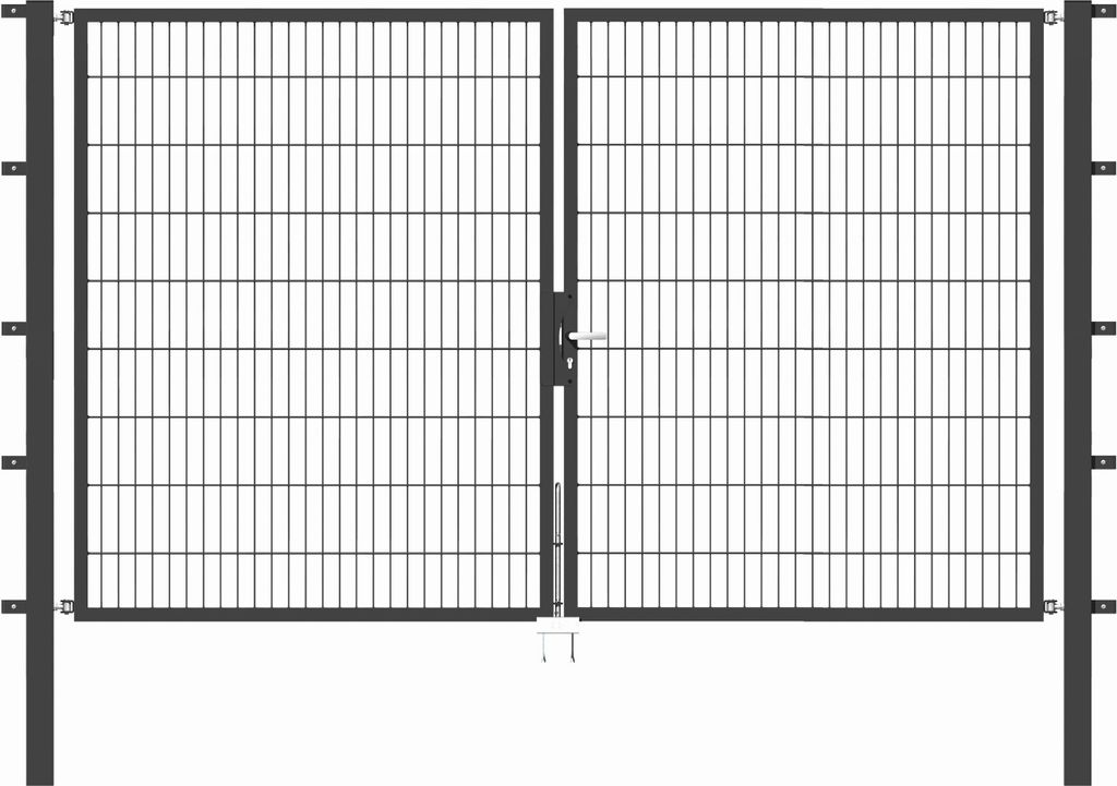 Alberts Doppeltor Flexo mit Zubehör, zum Einbetonieren, anthrazit, Breite 300 cm, Höhe 180 cm