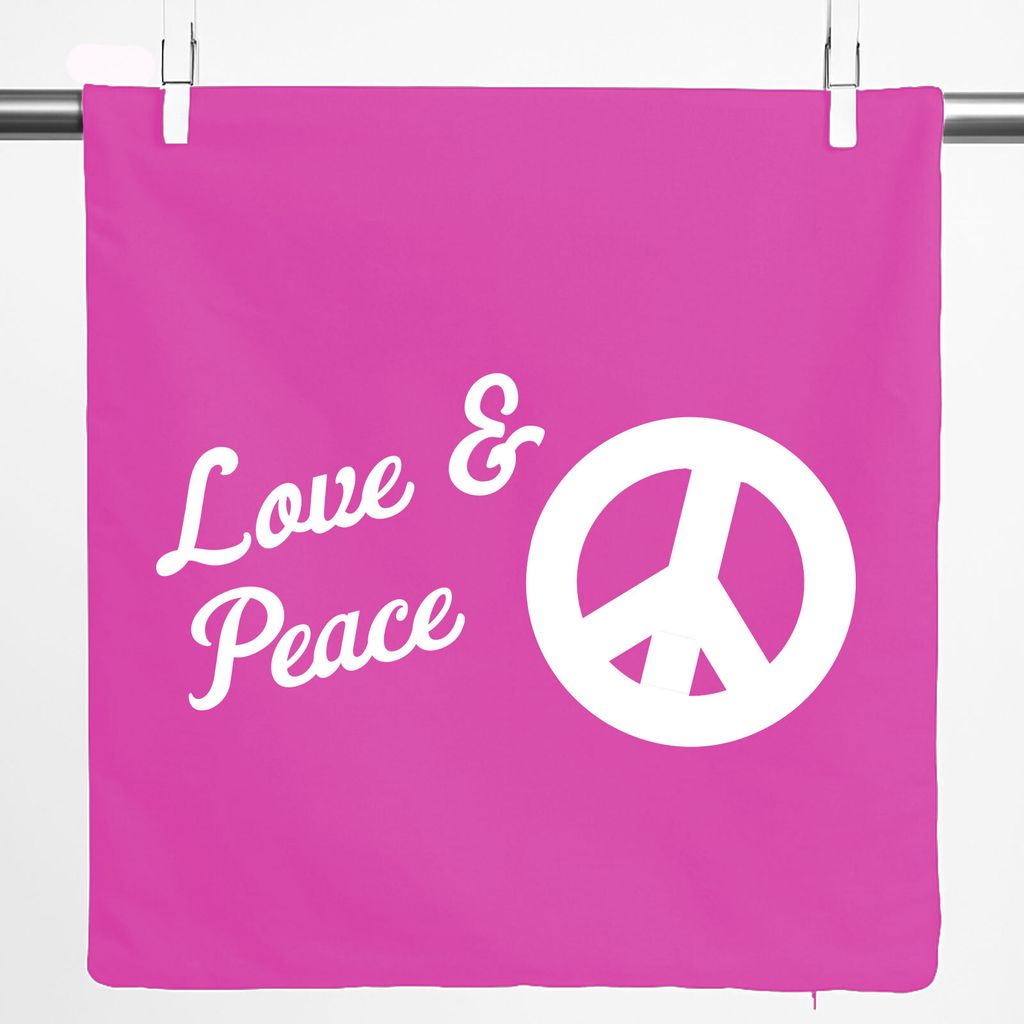 Huuraa Kissenbezug Love & Peace 40x40cm Fuchsia Baumwolle Dekokissenbezug Geschenkidee