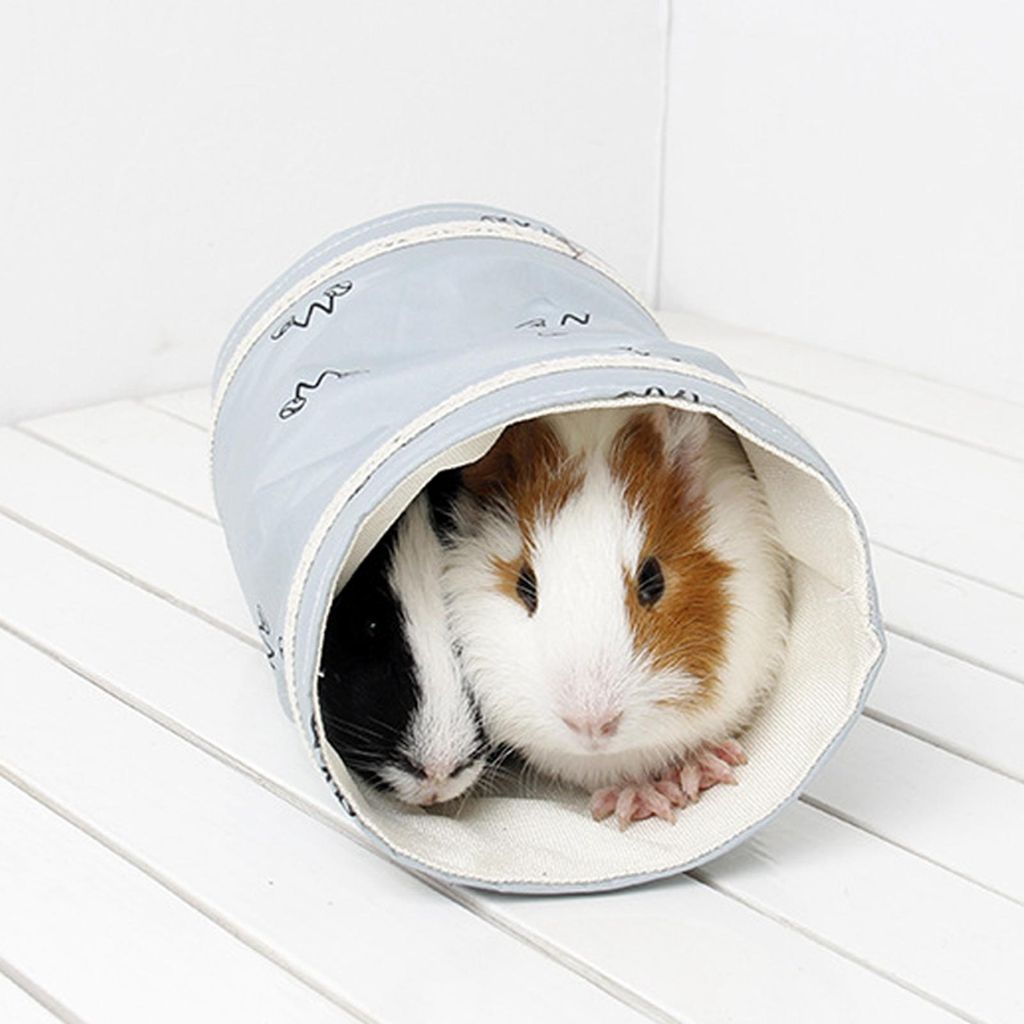 Hamster-Tunnelbett, warmes, weiches Versteck, kleines Haustier-Röhrennest für Meerschweinchen, Eidechse, Frühling und Herbst, Blau