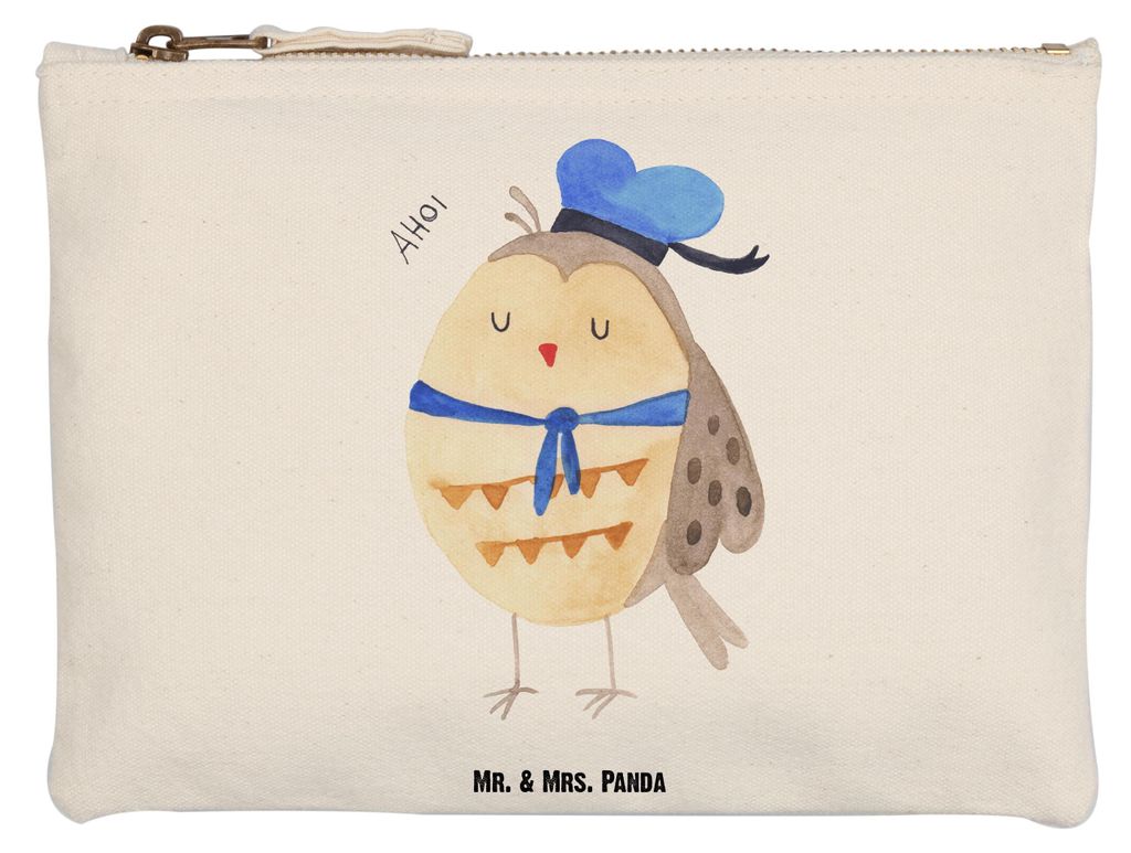 Mr. & Mrs. Panda beauty case Eule Matrose Grösse XL Große - Weiß - Geschenk, Heimathafen, Kulturbeutel, Owl, pencil, kosmetiktäschchen, Freundi...