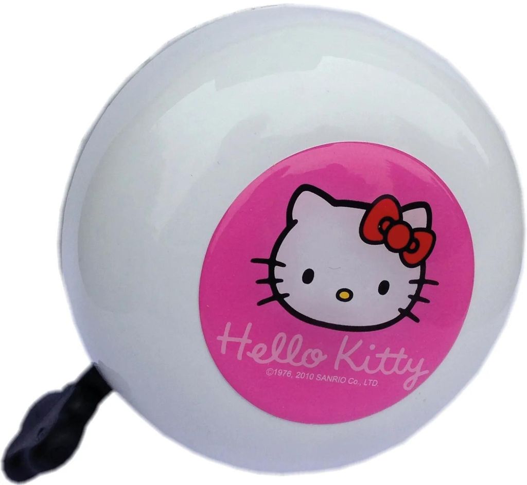 BIKE FASHION Kinderglocke "Hello Kitty" , Ding-Dong Zweiklang, Motiv gedomt, Ø 80mm, Made by Reich, weiß