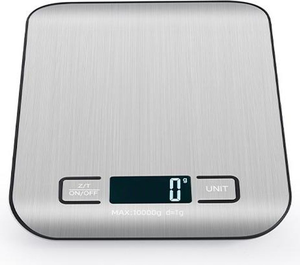 INF Wiederaufladbare Digitale Küchenwaage mit Batterien - Edelstahl Silber 10 kg/1 g
