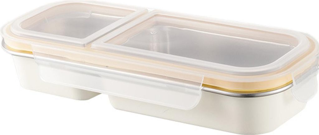 Snackbehälter aus Edelstahl, unterteilte Gewürzbox mit Deckel, Lunchbox mit auslaufsicheren, versiegelten Fächern, wiederverwendbarer Lebensmitt...