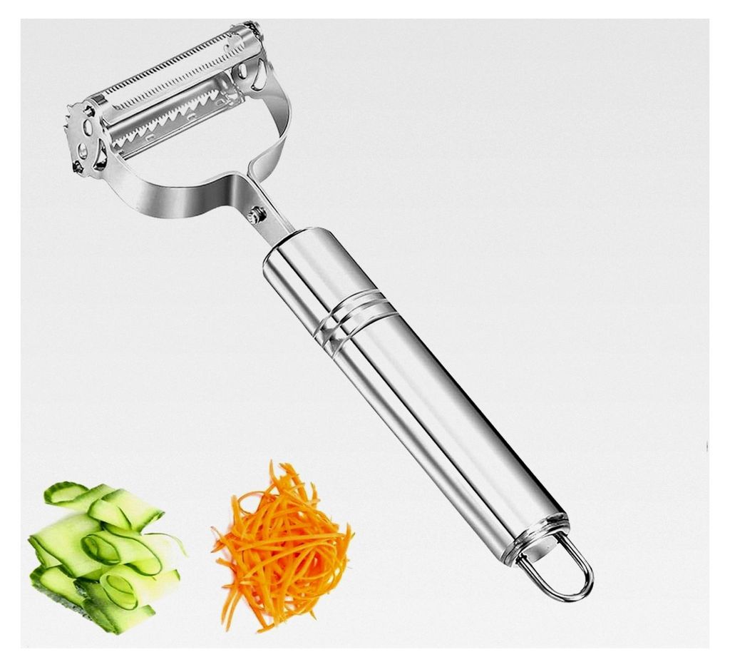 Kartoffelschäler, Universalschäler aus Edelstahl für Obst und Gemüse - Schäler mit Julienne, geeignet für Links- und Rechtshänder - 3in1 Fun...