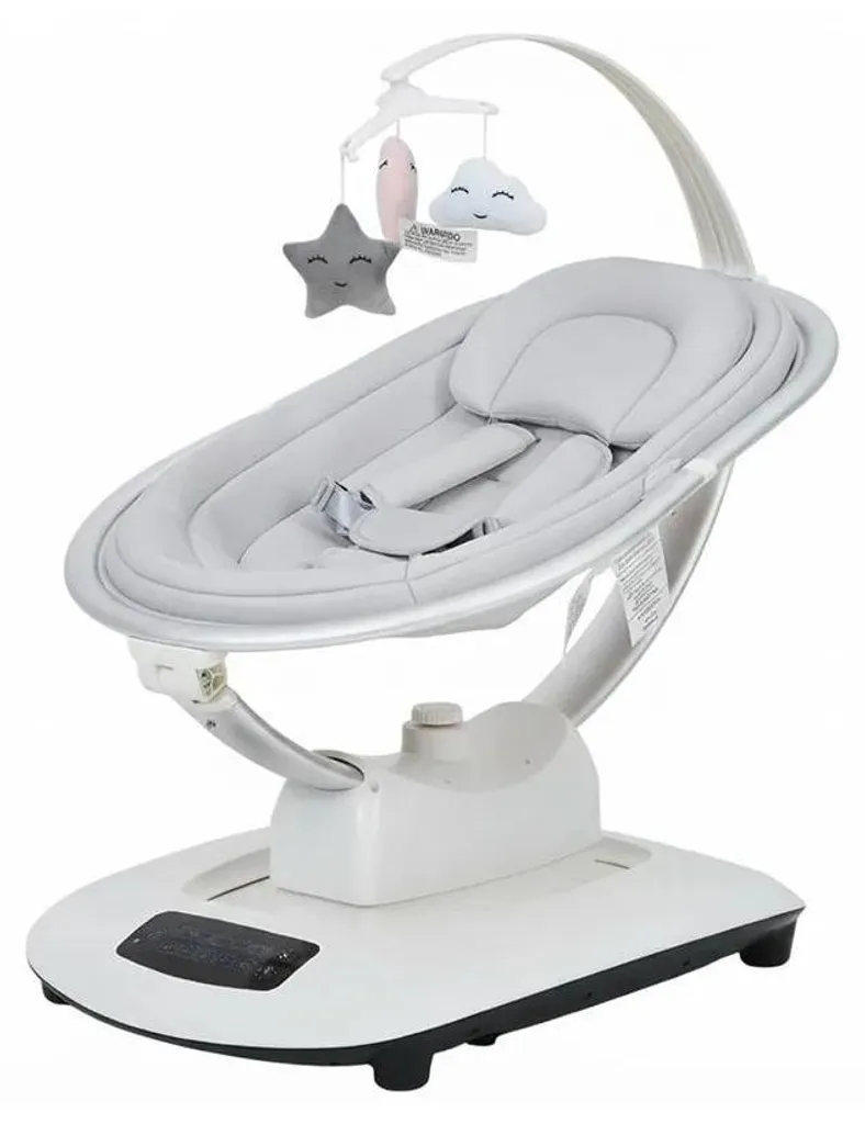 Balançoire pour Bébé à 5 Vitesses et Musique avec Dossier Réglable Gris
