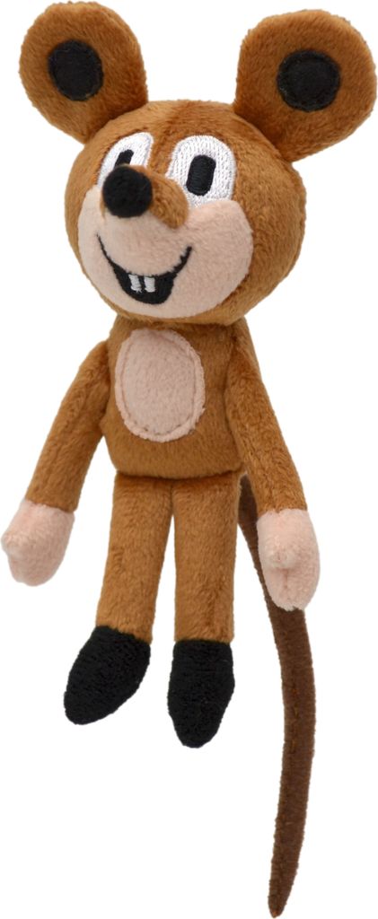 A plush toy mouse is shown against a white background.