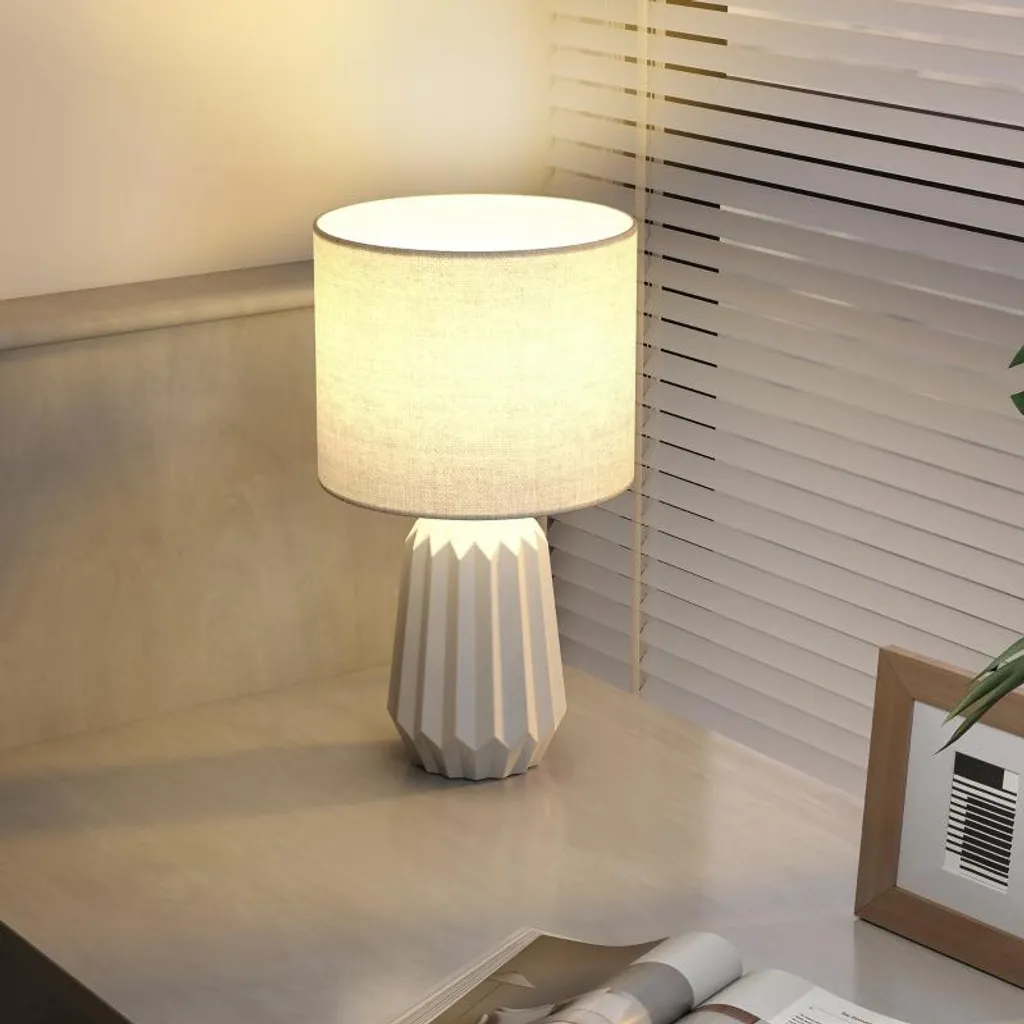 Lampe de bureau avec interrupteur à bascule et finition lin blanc