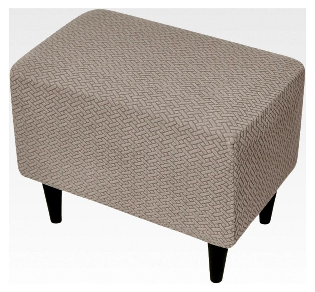 Ottoman Schonbezug – Polsterhocker Überzug Beige – Waschbare Hockerabdeckung Elastisch Velour Schmutzabweisend – Jacquard Fischgrät – 100