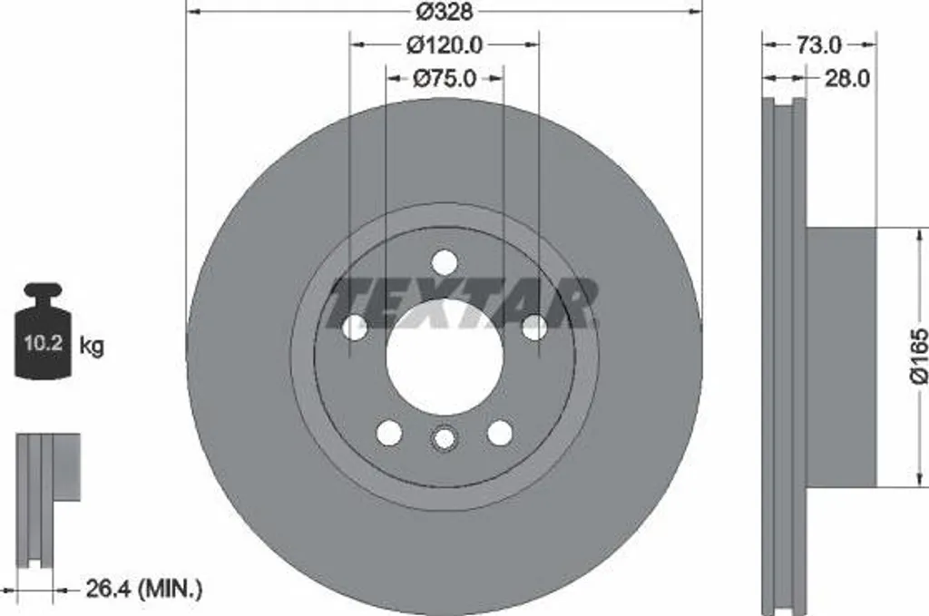 Disque de frein TEXTAR compatible BMW X4 & X3 référence 92257105