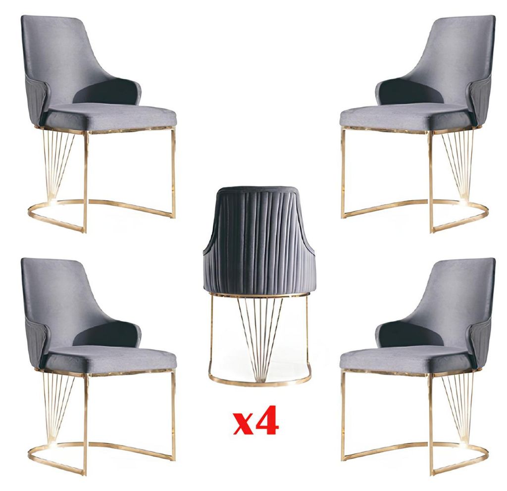 Gruppe Set 4x Sessel Stuhl Design Stoff Polster Stühle Gastro Esszimmer Textil
