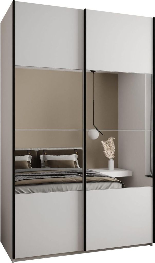 MEBLE KRYSPOL LUX 4 Schrank - 245,5x150x64cm - Weiß, Weiß, Schwarz