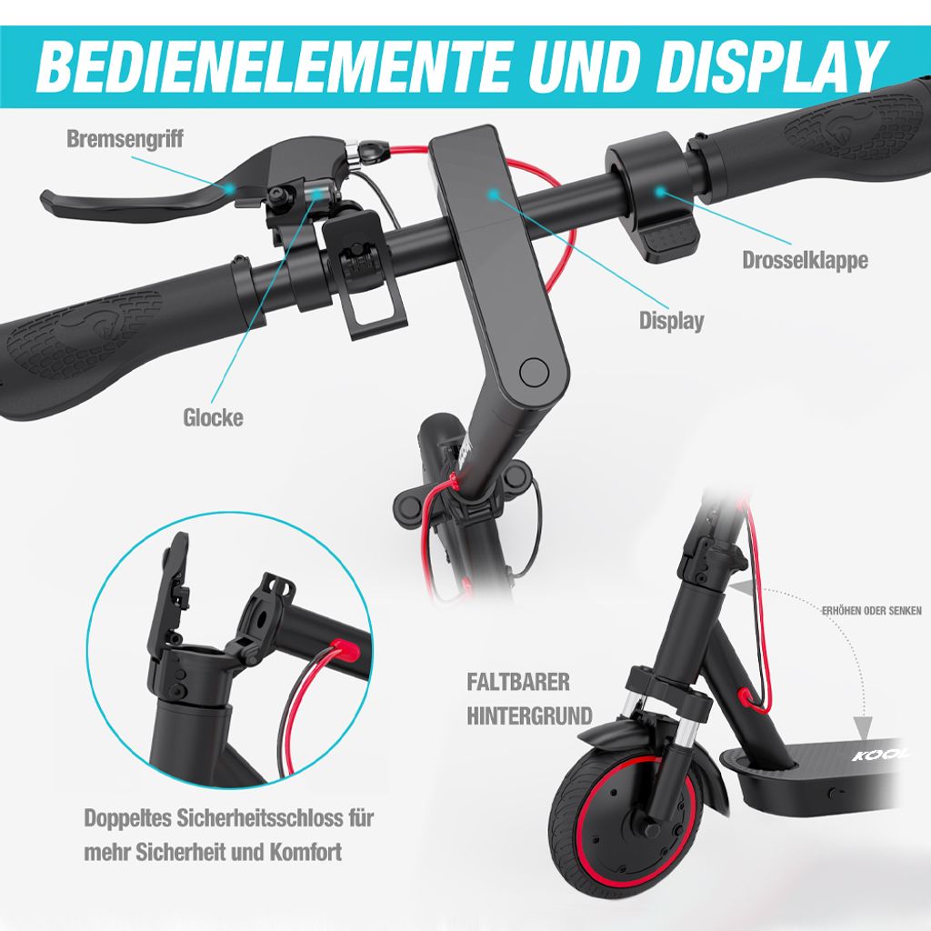 E-Scooter (ABE) mit Straßenzulassung (eKFV) Klappbar Produktbild 3