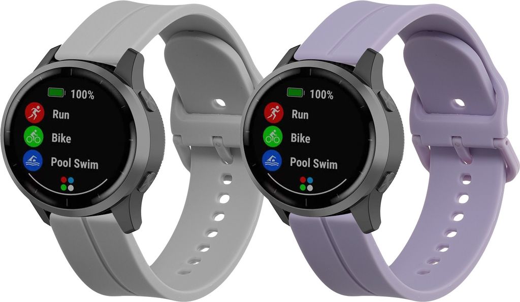 kwmobile 2x Sportarmband kompatibel mit Garmin 22mm vivoactive 4 / Venu 2 / Forerunner 255 Armband - Fitnesstracker Band Set aus TPU Silikon