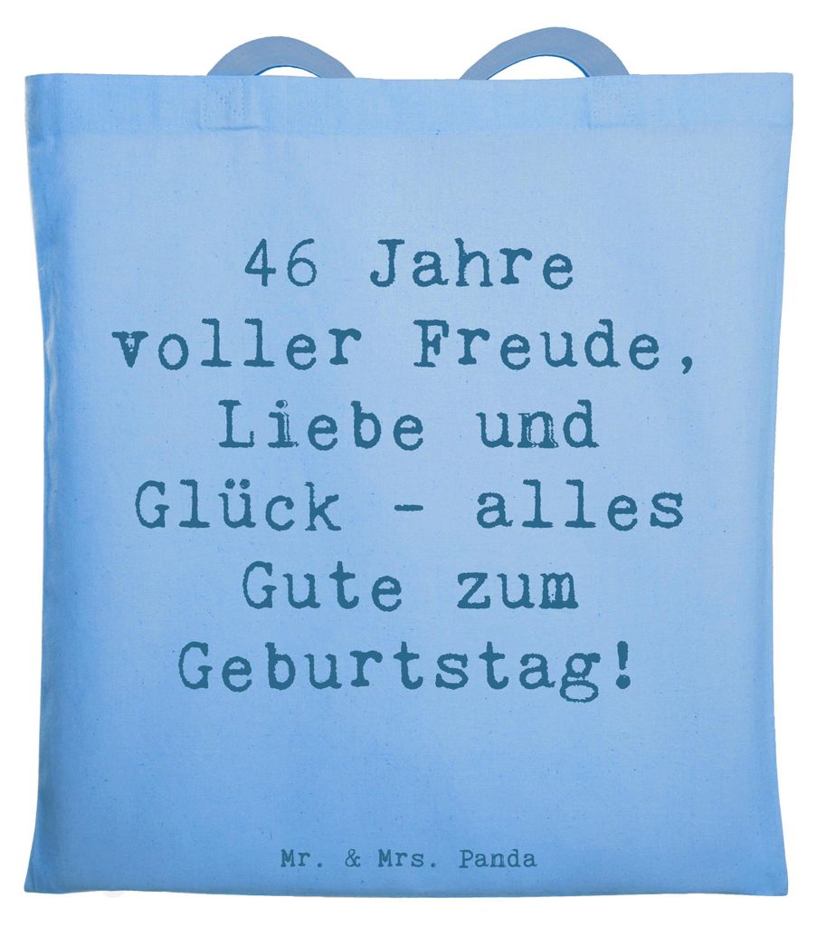 Mr. & Mrs. Panda totebag Spruch 46. Geburtstag - Sky Blue - Geschenk, Shopping Tasche, Alter, Schultasche, Glück, Liebe, alles Gute zum, Uni, Glü...