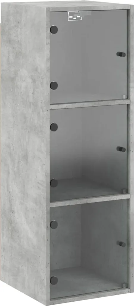 Vetrina a Muro SYFAX Grigio Cemento 35x37x100 cm - Salvaspazio Moderno