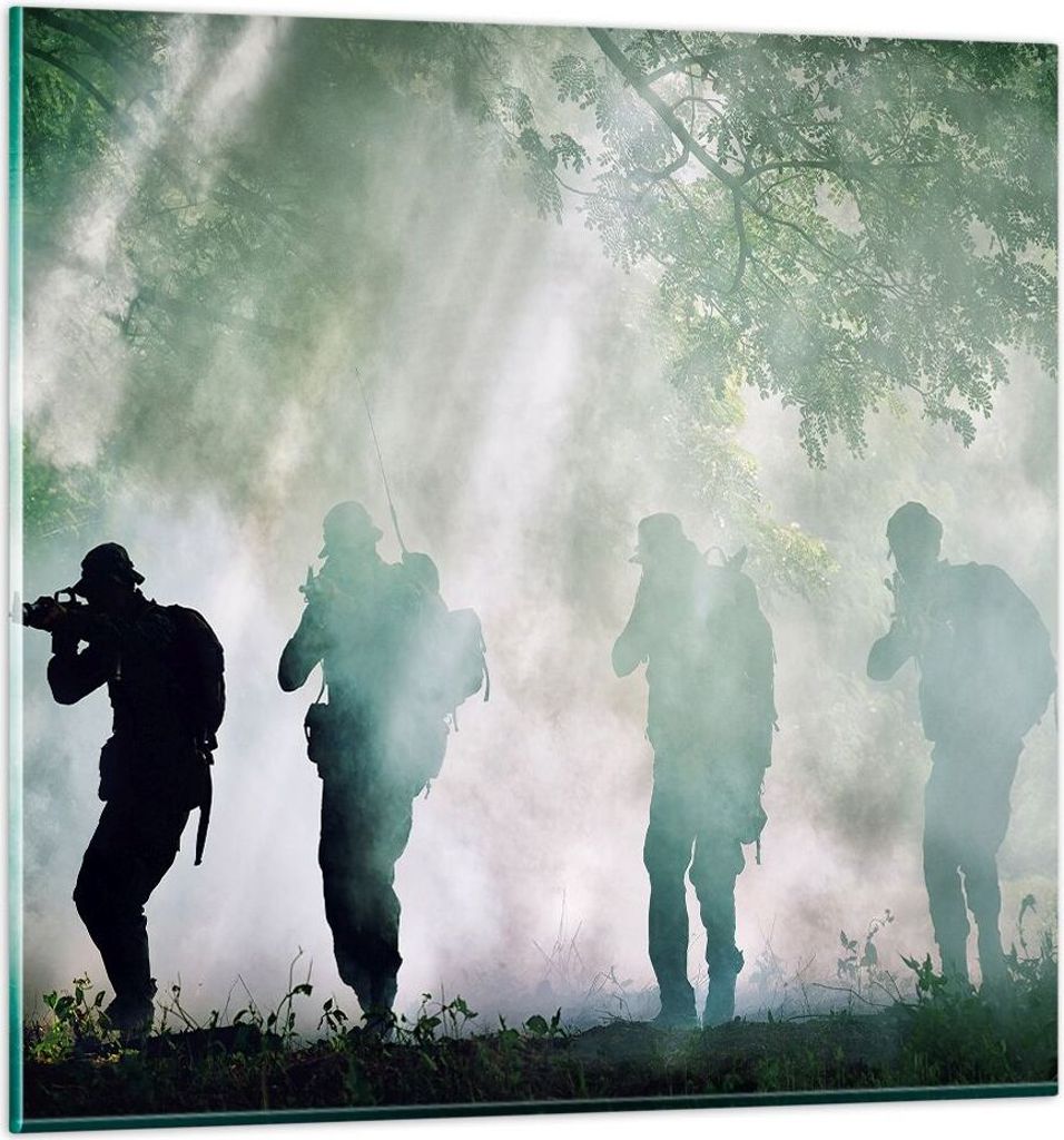 Bilder auf glas - Soldat Gewehr - 40x40cm - Glasbilder - Produktbild 
