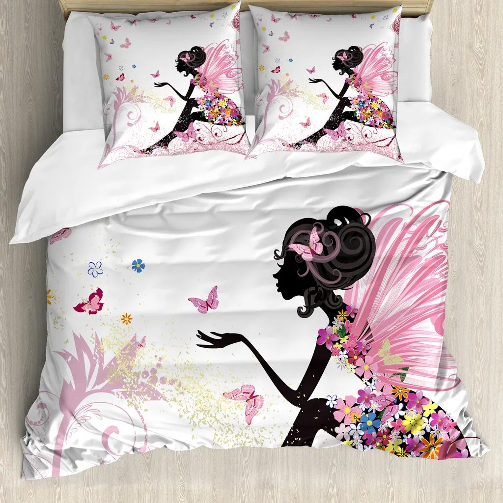 Set Copripiumino Estetica Farfalle ABAKUHAUS Nero Rosa Glamour