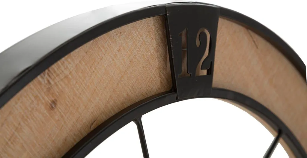 Set de 2 horloges murales design industriel 60 cm en métal et bois doux - 4
