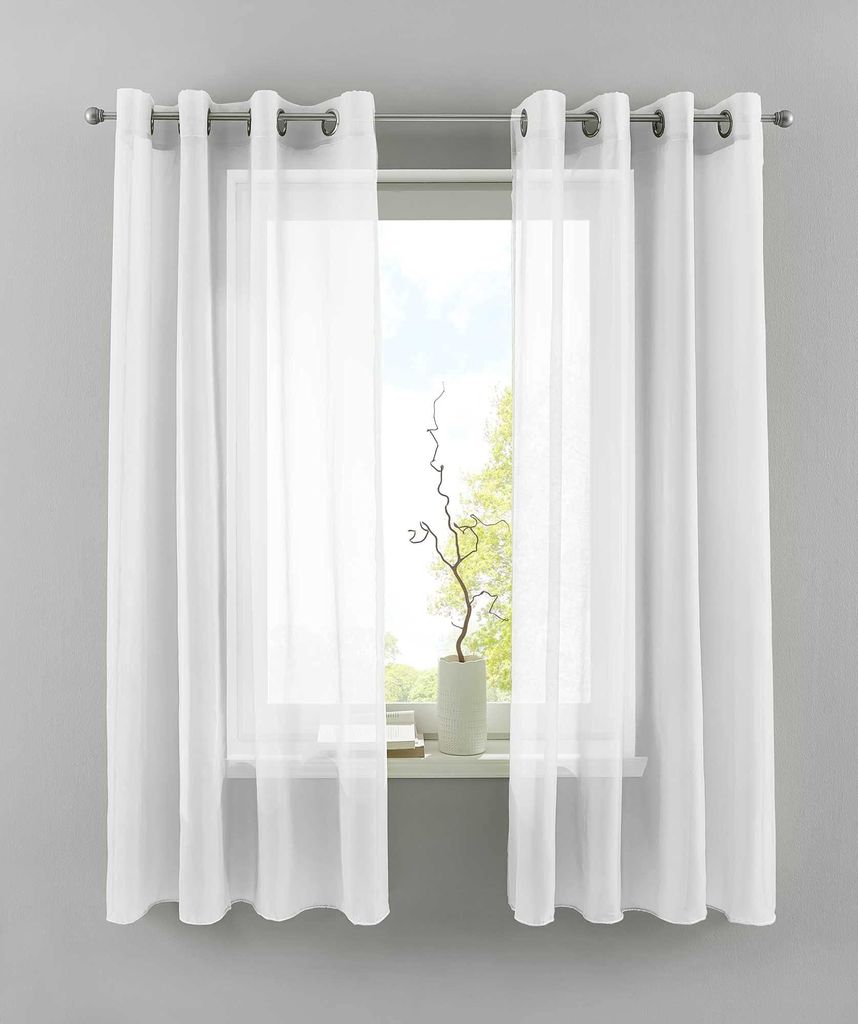Ösengardinen Set 2er HxB 175x140 cm Weiß Transparent Basel Produktbild 