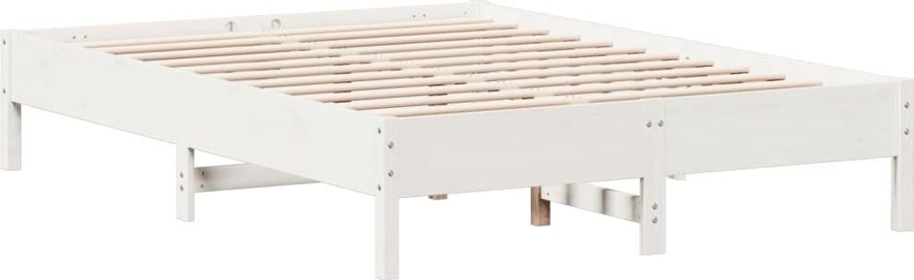 vidaXL Massivholzbett ohne Matratze Weiß 160x200 Kiefernholz