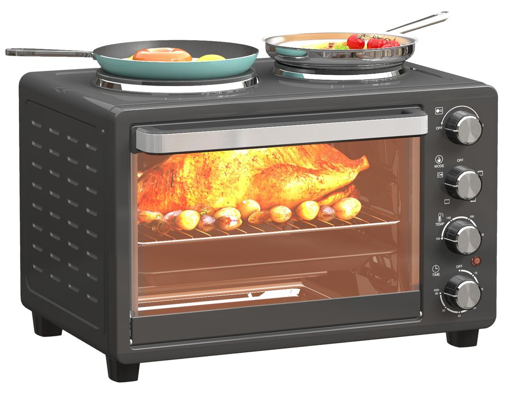 HOMCOM Minibackofen 28 L 2600W Mini Backofen 100-230℃ 60 Produktbild 
