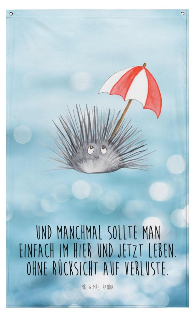 Mr. & Mrs. Panda Wandteppich Seeigel - Oceanblue - Geschenk, Achtsamkeit, Meer, Lebe, Wandtuch, Hier und Jetzt, Leben, Gobelin, Boho, Selbstliebe, ...