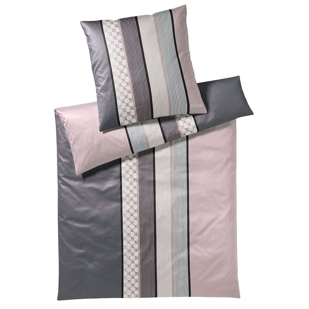 JOOP! Mako-Satin Bettwäsche Cornflower Stripe 4069 240x220cm+80x80cm, Farbe deep rose