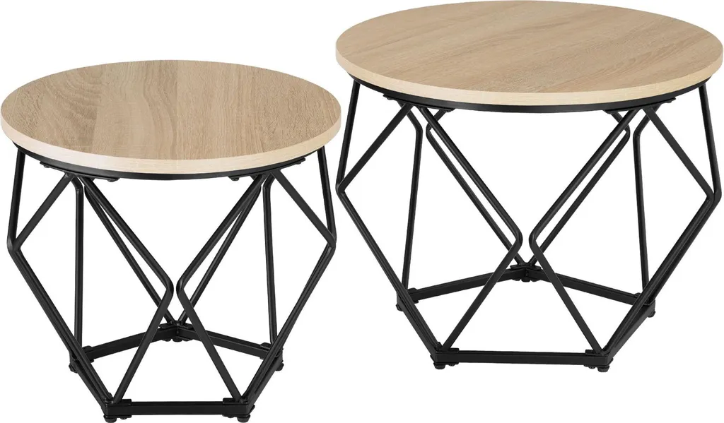 Table basse industrielle Benham lot de 2 en chêne Sonoma et bois clair