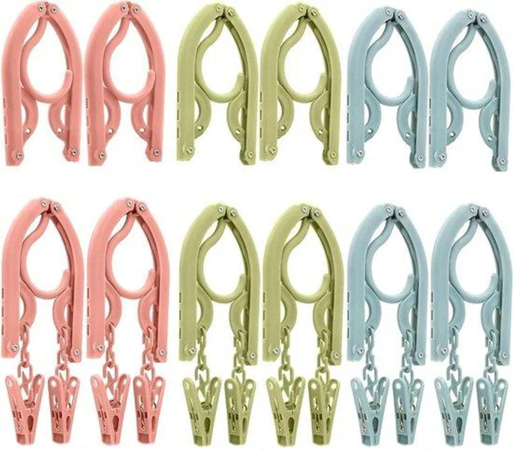 Cintres Pliables Anti-Plis avec Pinces pour Valise et Voyage - Lot de 12