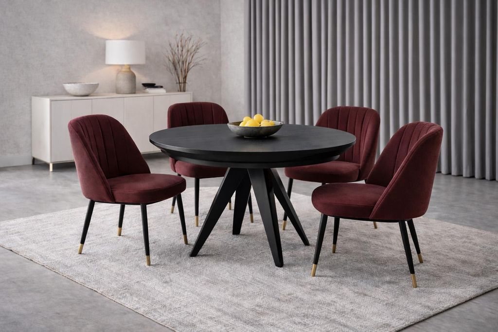 Kaiser Möbel VIGO runder moderner Loft-Klapptisch Schwarz 130 cm