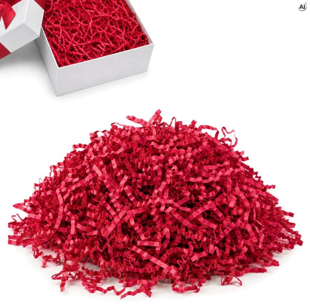 Rot Papierfüllmaterial 100 g – Dekofüllung für Geschenkkörbe, Boxen & Pakete