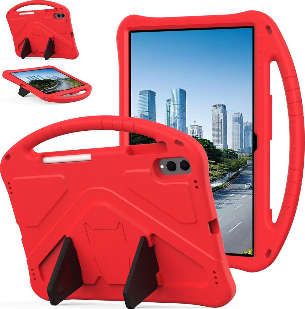 Kinder Hülle für Samsung Galaxy Tab S11 Ultra 14,6", Eva Leichte Stoßfeste Ständer, Kids Griff Schutzhülle Rot