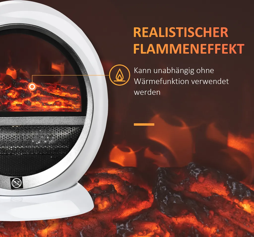 Chauffage d'appoint électrique design blanc avec simulation de flammes - 4