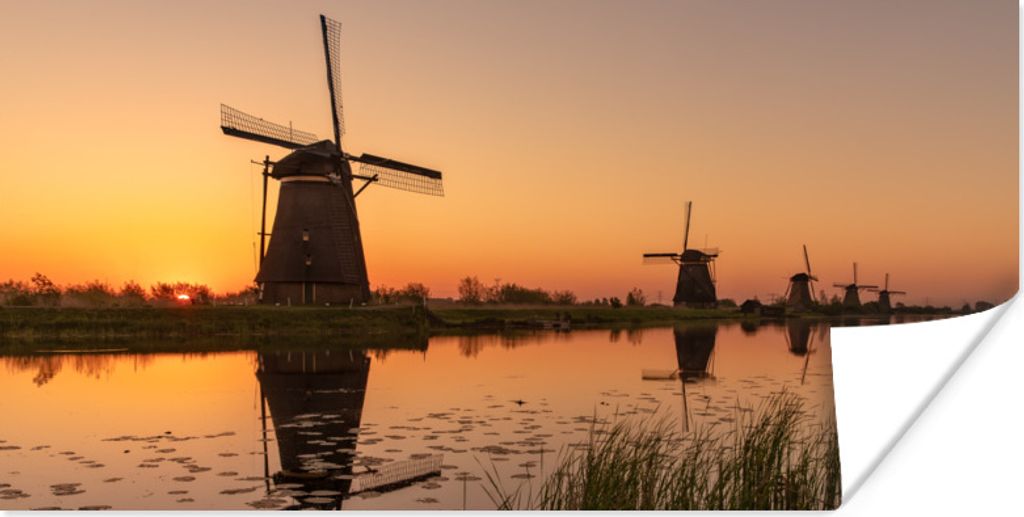 MuchoWow Poster Mühle - Horizont - Holland 40x20 cm - Poster für die Wand - Poster Schlafzimmer