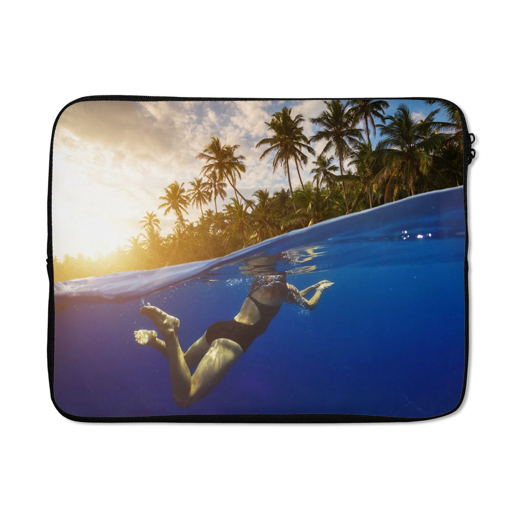 MuchoWow Laptop Hülle 17 Zoll Laptoptasche Meer - Schwimmen - Insel - Zipper - Schutzabdeckung