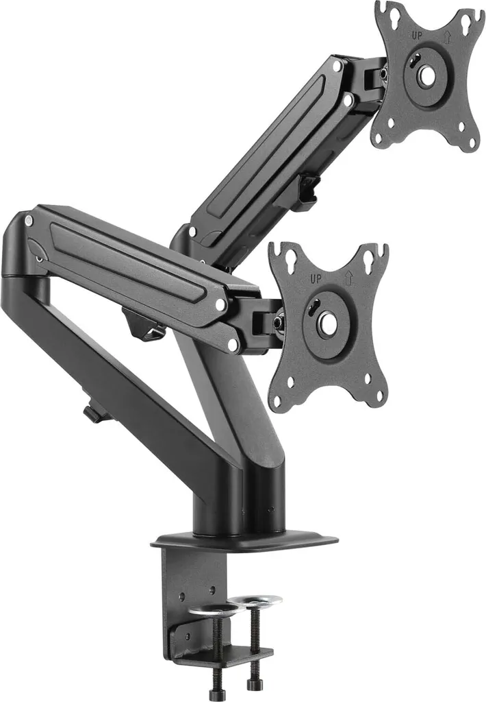 Support écran double PC articulé - Bras de bureau VESA à vérin à gaz